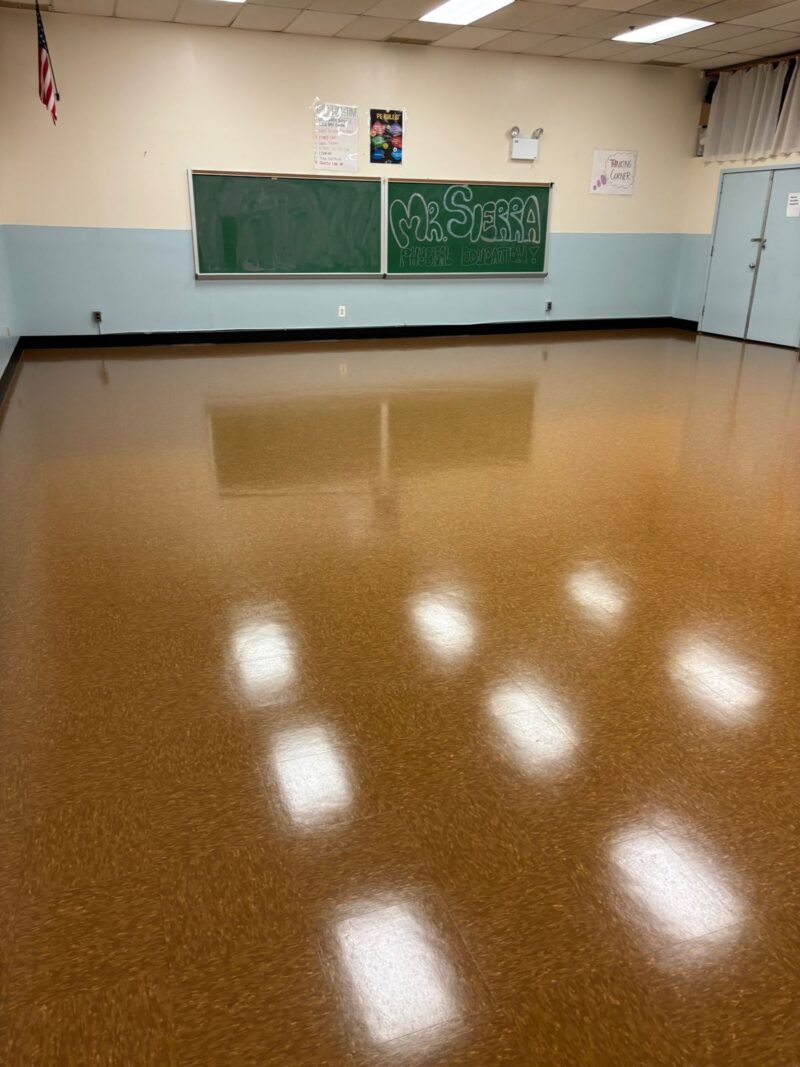 Room with newly installed glossy flooring